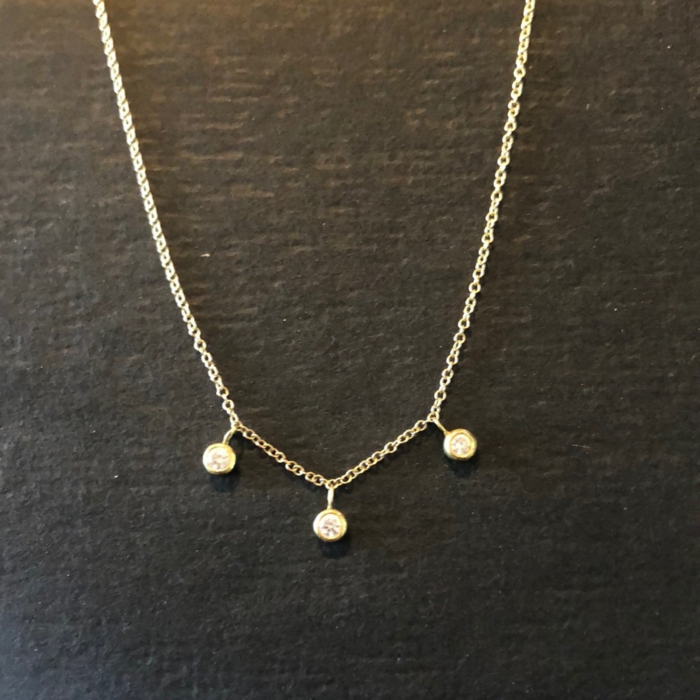 JENNIFER MEYER DIAMOND MINI BEZEL DANGLE NECKLACE
